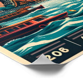 レトロバンコクシティスカイライン – タイの旅行ギフト ポスター (角)