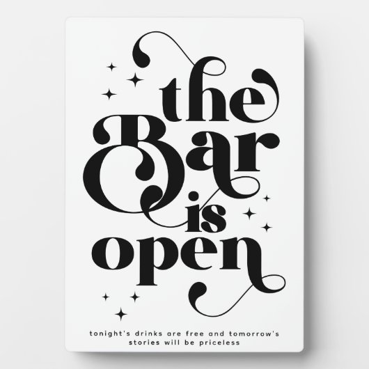 レトロバーがオープンヴィンテージタイポグラフィ フォトプラーク (正面)