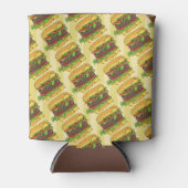 レトロバーガーナイトチーズバーガープリントBBQパーティー 缶クーラー (正面)