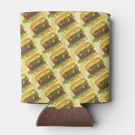 レトロバーガーナイトチーズバーガープリントBBQパーティー 缶クーラー (裏面)