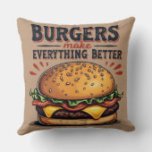 レトロバーガー恋人ヴィンテージタイポグラフィフードアート クッション (裏面)