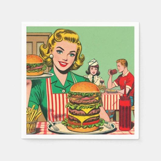 レトロバーガー漫画 スタンダードカクテルナプキン (正面)