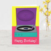 レトロバースデーカードハッピーバースデー（ステレオ付き） カード (黄色い花)