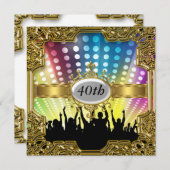 レトロバースデーパーティーグラモールホット招待状 招待状 (正面/裏面)