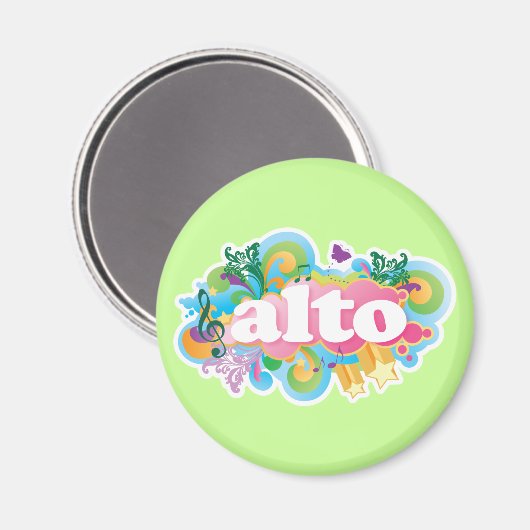 レトロバーストアルトシンガーコーヒールギフト マグネット (正面/裏面)