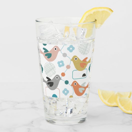 レトロバーズフラワーズカモダンワイトミッドセンチュリー タンブラーグラス (アイス裏面)