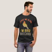 レトロバードウォッチャー男性へ野鳥観察鳥類学 Tシャツ (正面フル)