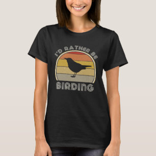レトロバードウォッチャーI dむしろ野鳥観察鳥類学 Tシャツ