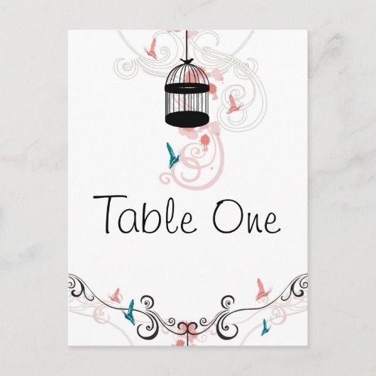 レトロバードケージテーブル番号葉書 ポストカード (正面)