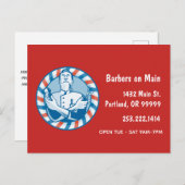 レトロバーバーショップバッジ ポストカード (正面/裏面)