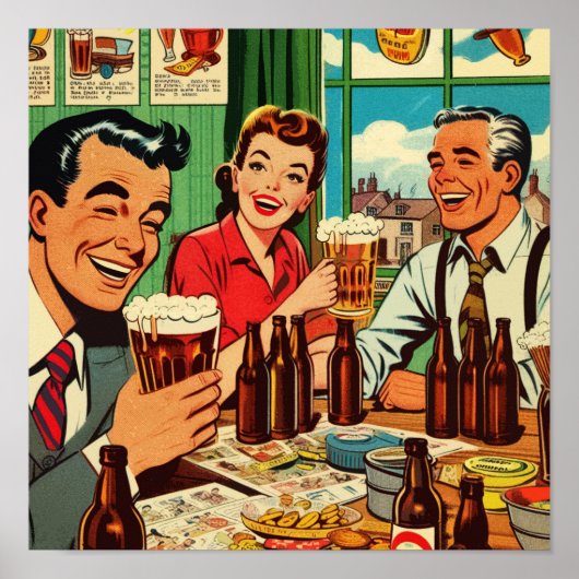 レトロバービール漫画 ポスター (正面)