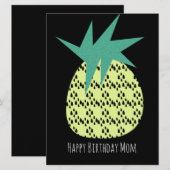 レトロパイナップルハッピーバースデーイエローブラックカード (正面/裏面)