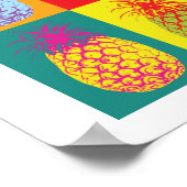 レトロパイナップルポップ・アートのアートブライトキッチンフードプリント ポスター (角)