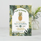 レトロパイナップルルアウ(ハワイ式宴会)ジャングルグリーナリー誕生日 招待状 (スタンド正面)