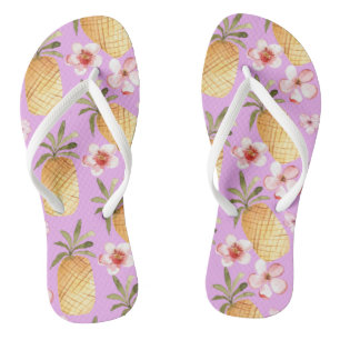 レトロパイナップル熱帯プリント ビーチサンダル