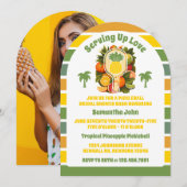 レトロパイナップルPickleballブライダルシャワー写真 招待状 (正面/裏面)