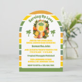 レトロパイナップルPickleballブライダルシャワー写真 招待状 (スタンド正面)