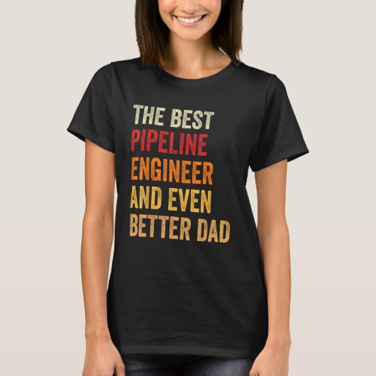 レトロパイプライン技術者さらに良いパパ父 Tシャツ (正面)