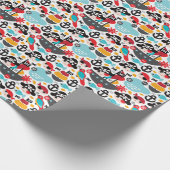 レトロパイレーツイラストレーションセーリング ラッピングペーパー (角)