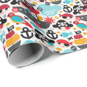 レトロパイレーツイラストレーションセーリング ラッピングペーパー (ロールコーナー)