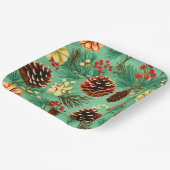 レトロパインコーンクリスマスラージ ペーパープレート (傾斜あり)