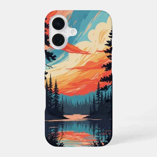 レトロパイン湖 iPhone 16ケース (裏面)