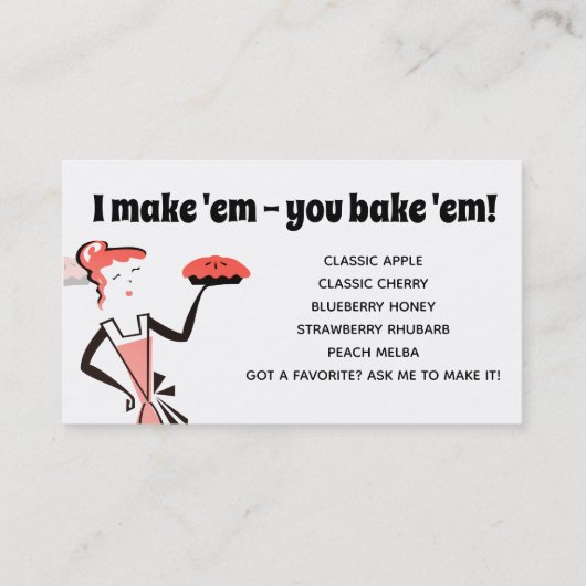 レトロパイ女の子のエプロンベーキングのパン屋の名刺 名刺 (裏面)