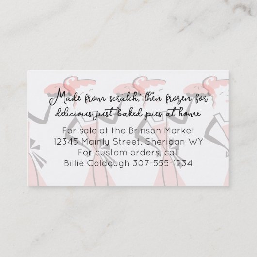 レトロパイ女性ベーカリーベーキングパティシエ料理 名刺 (裏面)