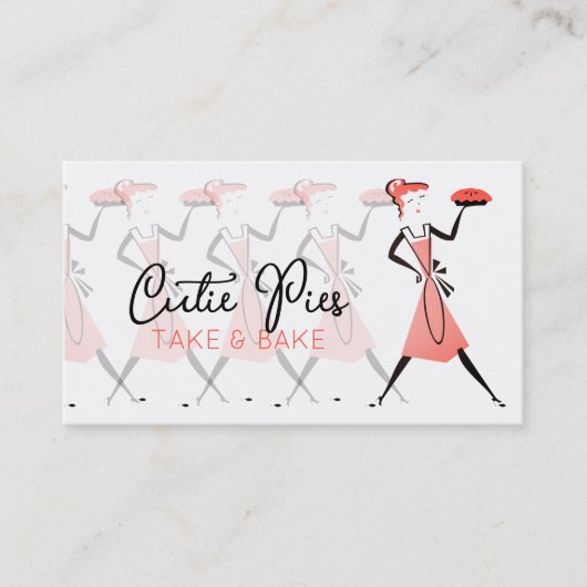 レトロパイ女性ベーカリーベーキングパティシエ料理 名刺 (正面)