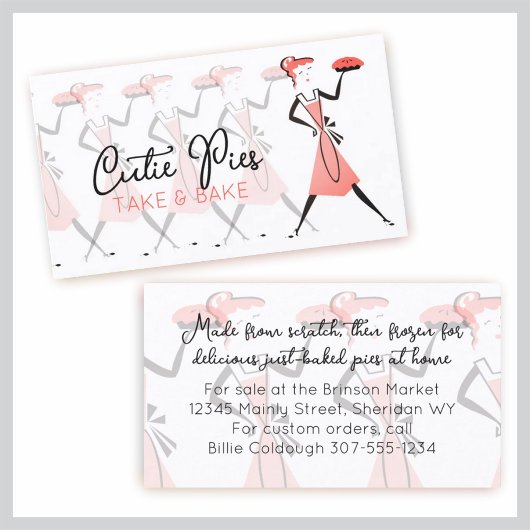 レトロパイ女性ベーカリーベーキングパティシエ料理 名刺