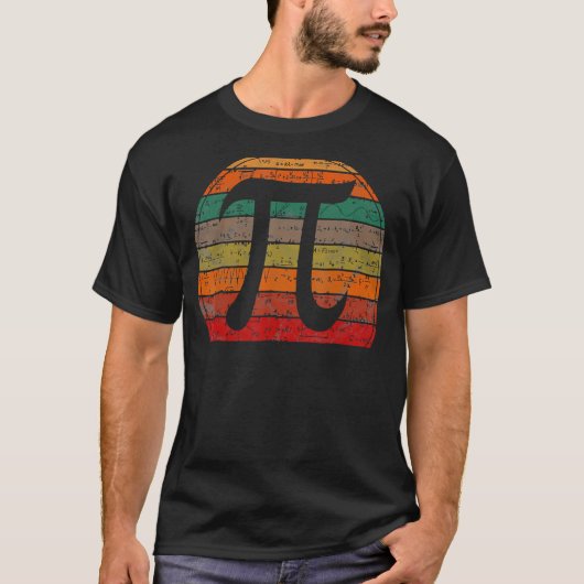レトロパイ記号サンセット数式ギークパイ日 Tシャツ (正面)