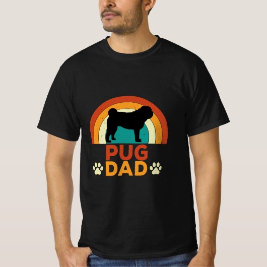 レトロパグお父さん Tシャツ (正面)