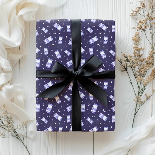 レトロパステルアーケードムーンアンドスターズ ラッピングペーパー