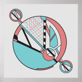 レトロパステルアールデコ幾何学的ムーンデザイン ポスター