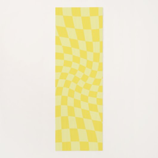 レトロパステルイエローチェックワープチェッカーボード ヨガマット (裏面)
