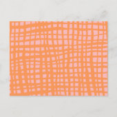 レトロパステルオレンジとピンクのグリッドパターン シーズンポストカード (正面)