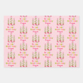 レトロパステルカラフルフローラパーソナライズされた誕生日 ラッピングペーパーシート (正面2)