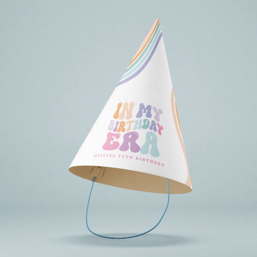 レトロパステルカラフルモダン誕生日の時代 パーティーハット