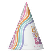 レトロパステルカラフルモダン誕生日の時代 パーティーハット (左)