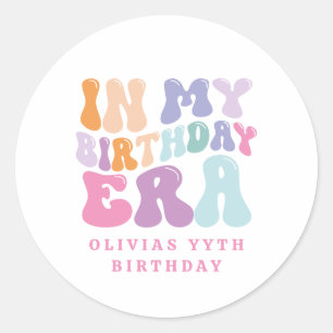 レトロパステルカラフルモダン誕生日の時代 ラウンドシール