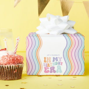 レトロパステルカラフルモダン誕生日の時代 ラッピングペーパー