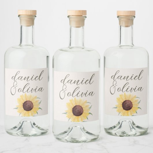 レトロパステルカラーデイジー結婚ズ リキュールボトルラベル (ボトル)