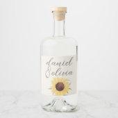 レトロパステルカラーデイジー結婚ズ リキュールボトルラベル (正面)