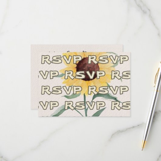 レトロパステルカラーデイジー結婚ズ 出欠カード (正面/裏面インサイチュ)