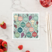 レトロパステルクリスマスオーナメントオンオパールブルー スタンダードカクテルナプキン (インサイチュ)