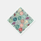 レトロパステルクリスマスオーナメントオンオパールブルー スタンダードカクテルナプキン (角)