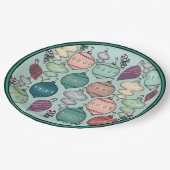 レトロパステルクリスマスオーナメントオンオパールブルー ペーパープレート (アングル)