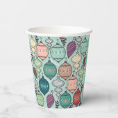 レトロパステルクリスマスオーナメントオンティール（緑がかった色） 紙コップ (裏面)