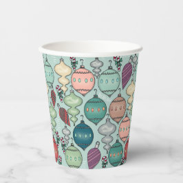レトロパステルクリスマスオーナメントオンティール（緑がかった色） 紙コップ