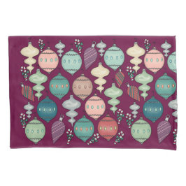 レトロパステルクリスマスオーナメントオンプラム 枕カバー